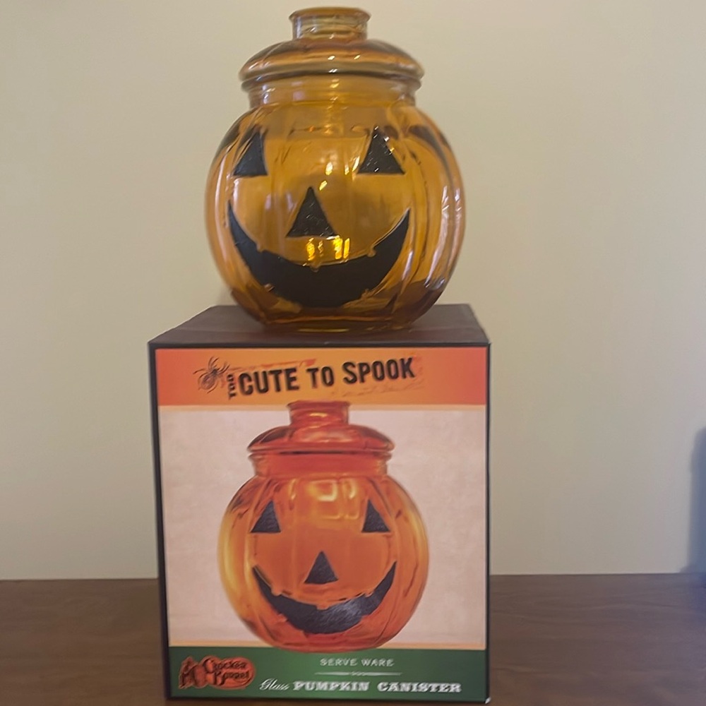 Cracker Barrel Glass Pumpkin Canister